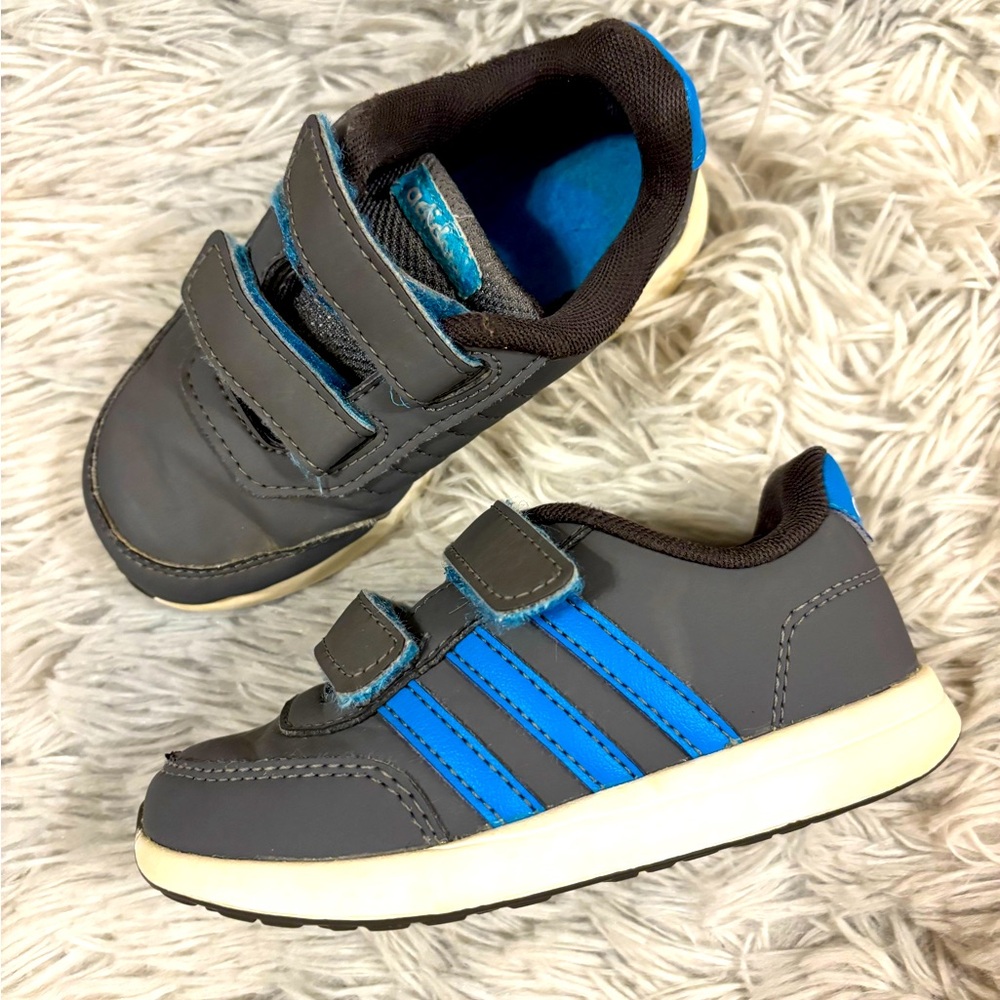 Adidas Gray and Blue Athletic Sneakers
